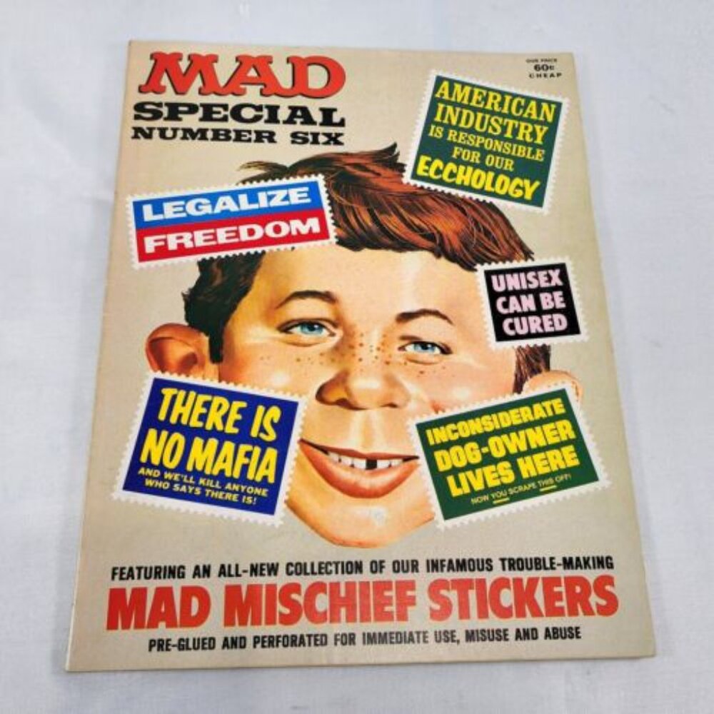 Mad Magazine Special Number 6‎ 1971 Mad Mischief Stickers Clean Legalize Freedom